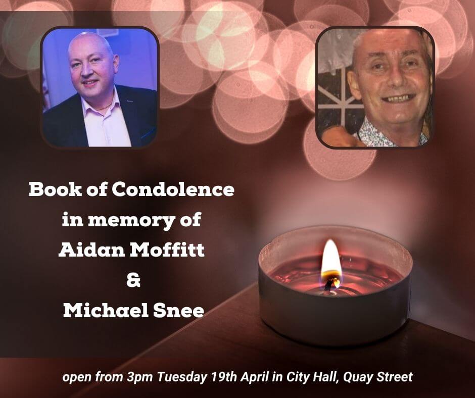 Sligo City Hall Opens a Book of Condolence in memory of Aidan Moffitt and Michael Snee